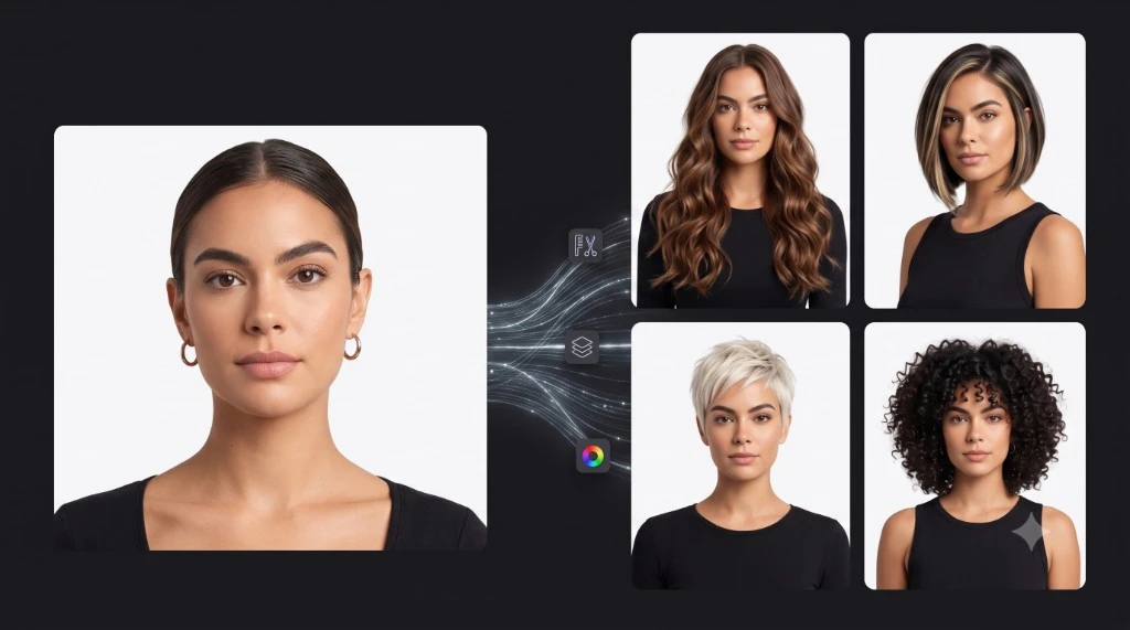 AI hairstyle changer feature preview in Outfit Me